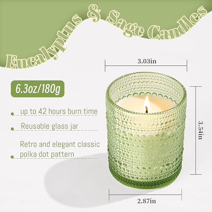 Eucalyptus & Sage Soy Candle – 6.3 oz, 42-Hour Burn