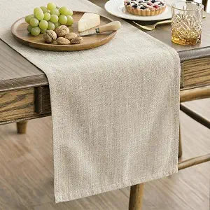 Beige Linen-Textured Table Runner 13 x 72 Inch
