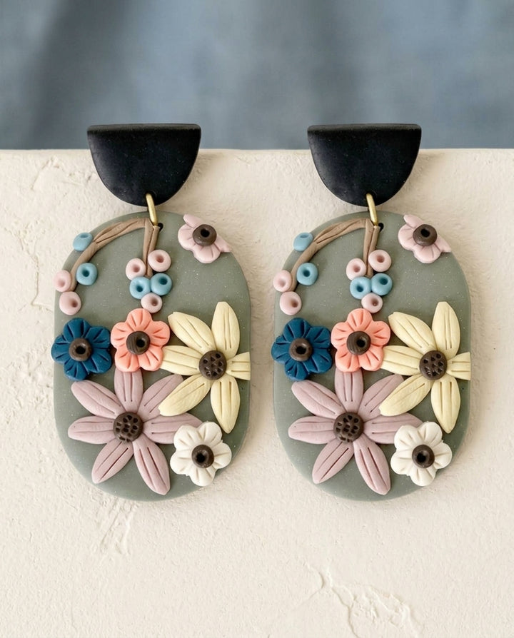 Colorful Polymer Clay Flower Stud Earrings for Women